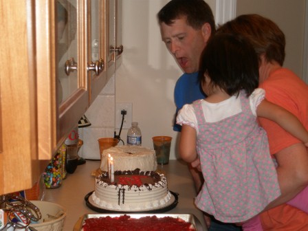 Karis helping with the candles